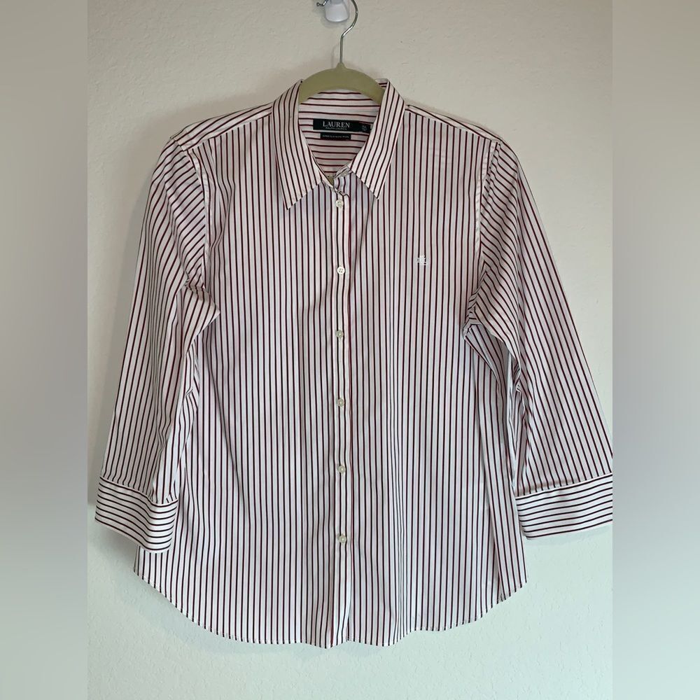 Lauren Ralph Lauren: Red and blue striped Button-down classic